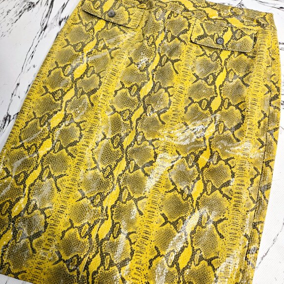 3 For 35 🙌🌼 Vintage Carlisle Y2K Suede Yellow Snakeskin Midi Skirt – Pockets - Picture 4 of 8